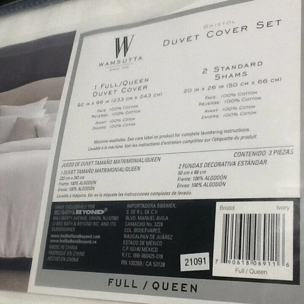new IVORY-color Wamsutta Bristol 100% Cotton FULL / QUEEN Duvet Cover Set